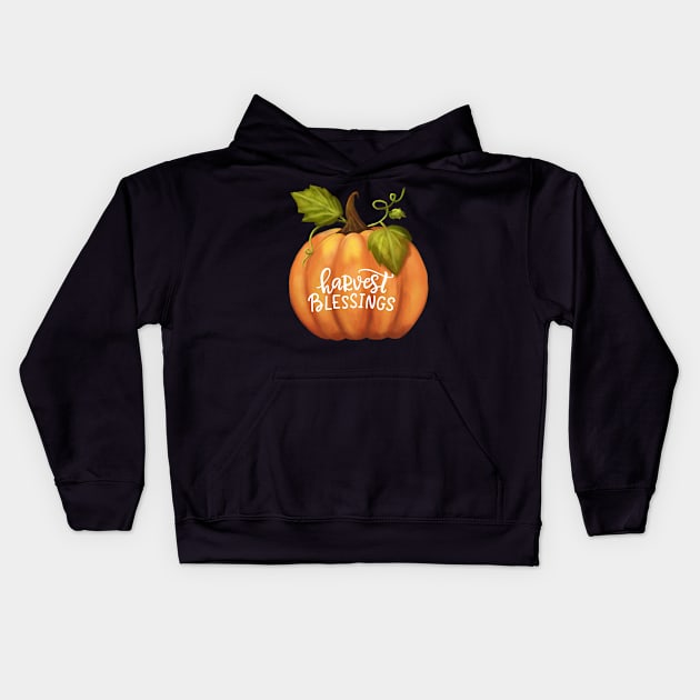 Harvest Blessings Fall Season Pumpkin Halloween Thanksgiving and Fall Color Lovers. Kids Hoodie by BellaPixel